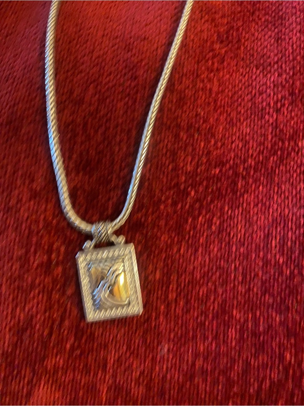 Brighton Silver Rectangular Pendant Necklace with Amber Accent
